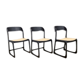 Chaises Baumann traîneau avec cannage