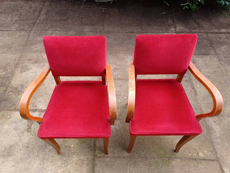 Art Deco bridge chairs in fabric from the 1950s and vintage.