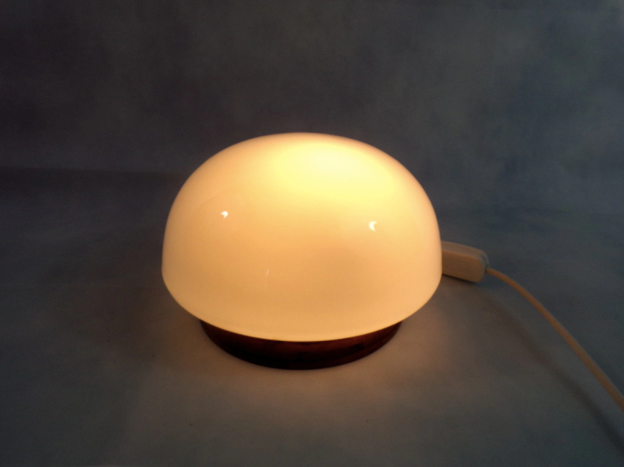 Opaline Scandinavian style bedside lamp on wood
