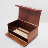 Bar chest in wood and brass marquetry signed Michel Lefèvre 1960