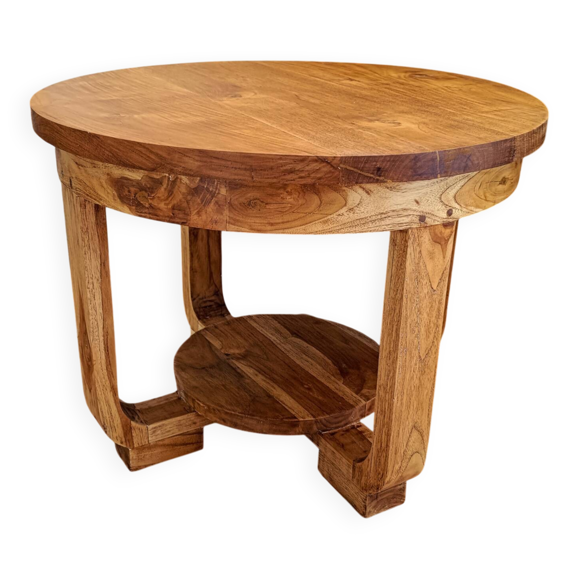 Round solid wood art deco style coffee table