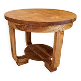 Round solid wood art deco style coffee table