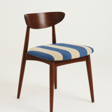 6 chaises en tissu rayé et bois de hêtre foncé