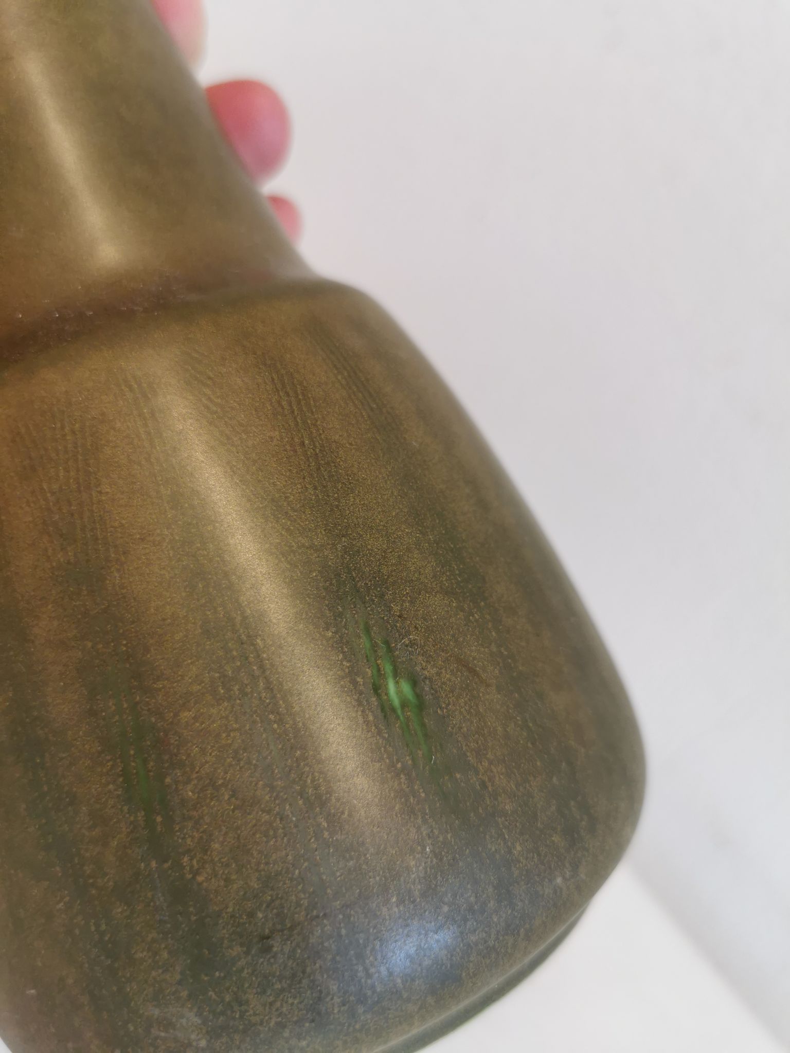 Danish green/brown ceramic table lamp, estimated 1960s.
