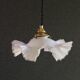 Old white glass pendant light with translucent net - circa 1930. Brass socket and new cable