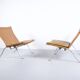 Imposing pair of leather and steel armchairs from the 1960s