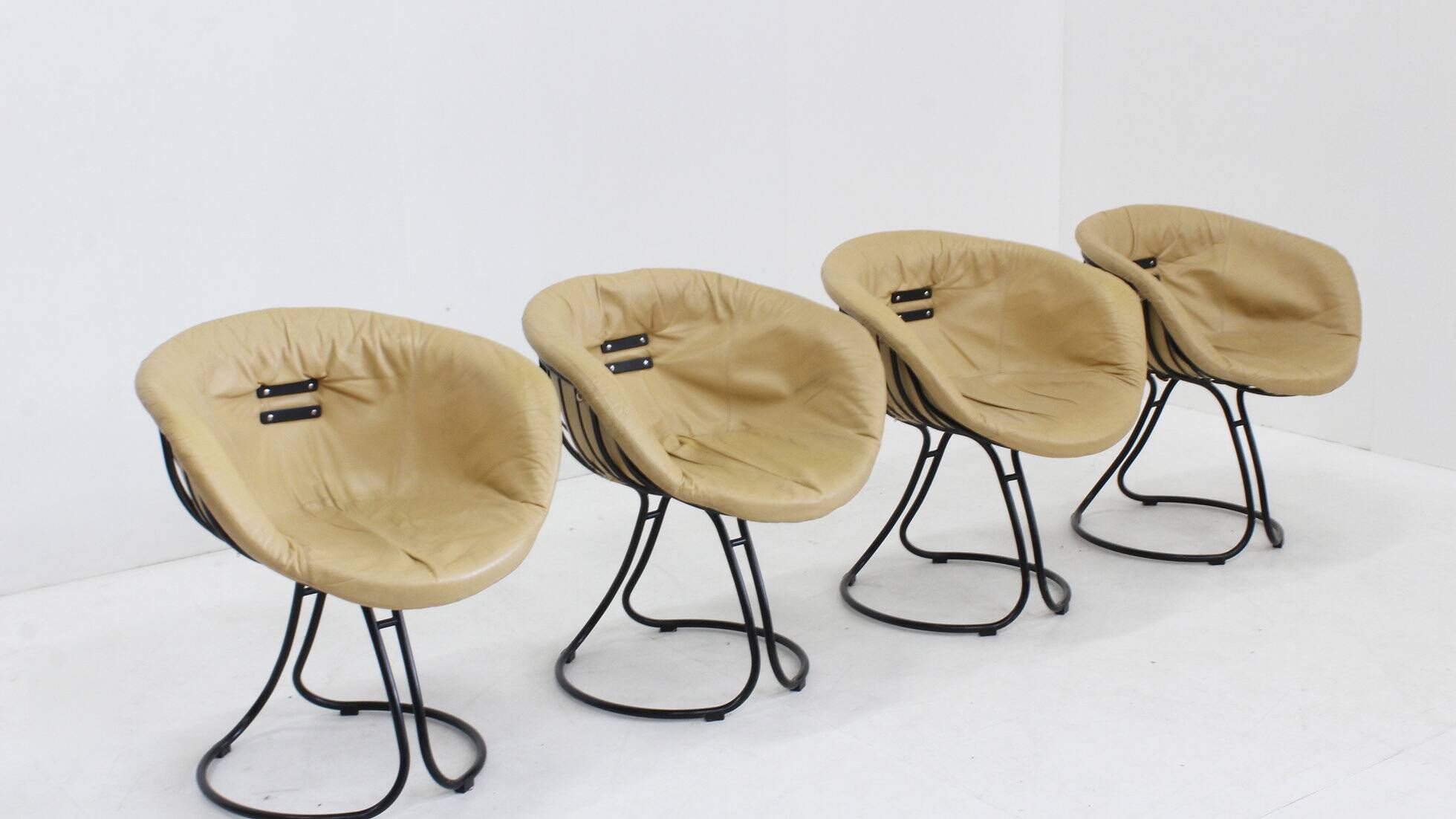 Set of 4 Pan Am dining chairs by Gastone Rinaldi for Rima Italy 1970s