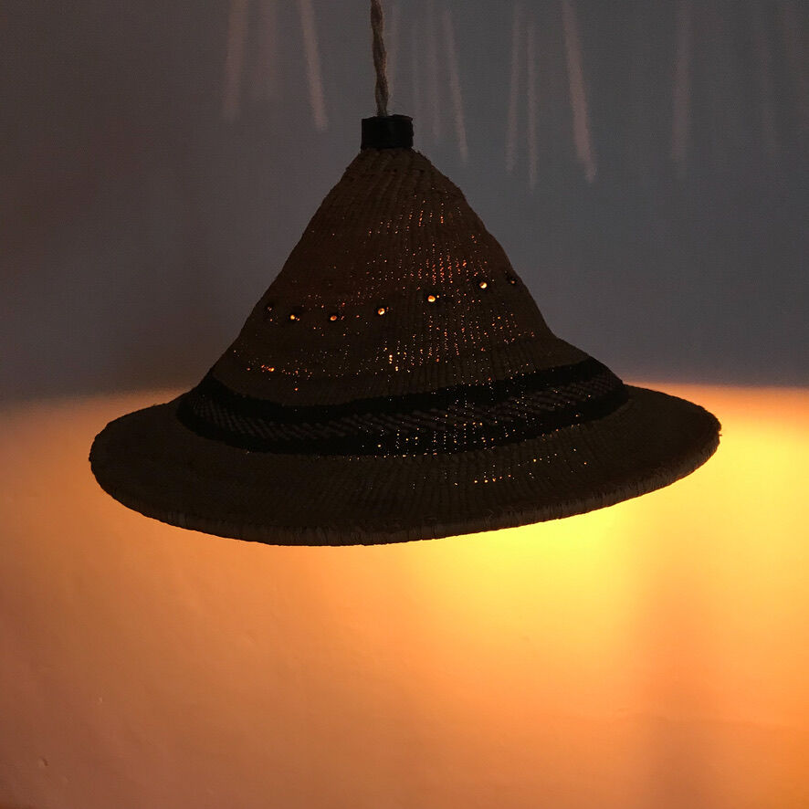 African hat walking lamp