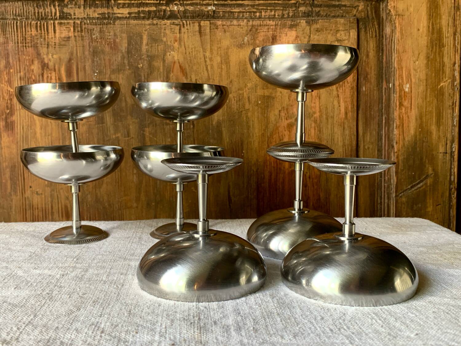 8 vintage Letang Remy stainless steel ice cream cups