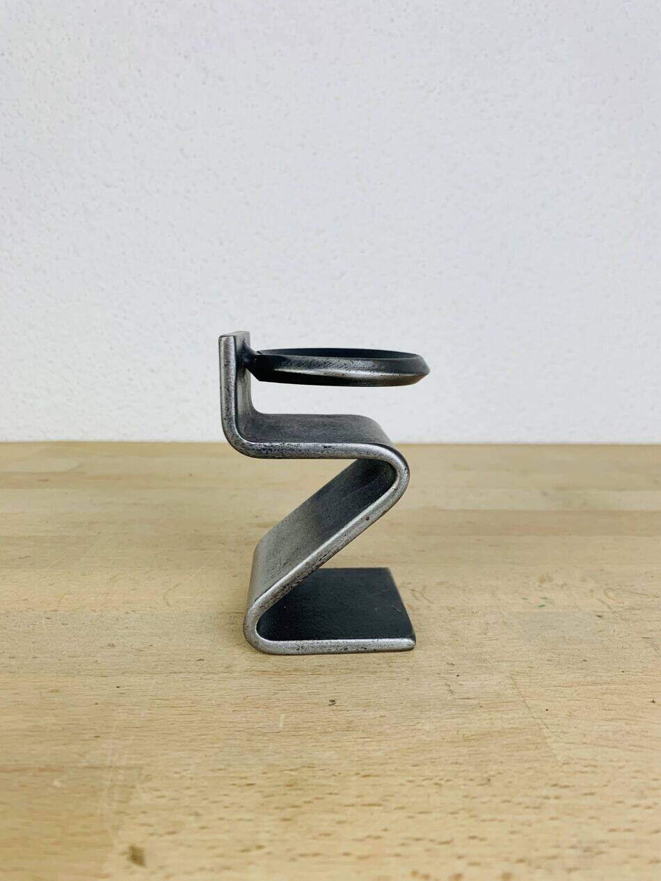 Brutalist wrought iron candlestick "Z"