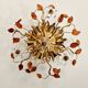 Floral ceiling light in gilded metal and crystal, Banci Firenze (Italy), 1970.