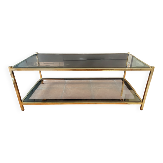 Glass and golden brass coffee table