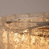 "Lampe suspendue en verre glacé Doria Leuchten avec cylindres en verre en relief, années 1960"