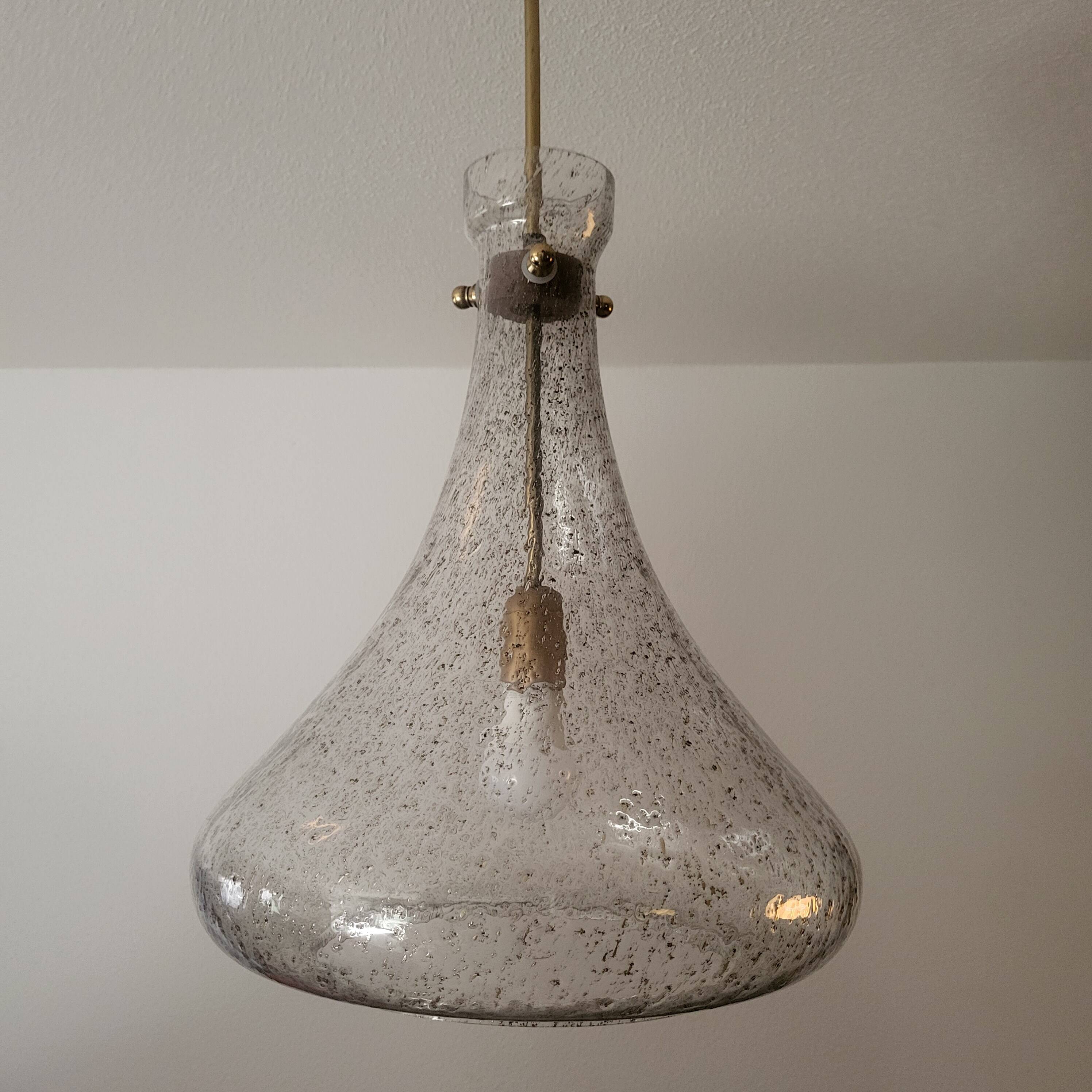 Designer drop pendant in blown and bubbled glass, Capital Lighting