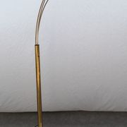 Floor lamp arc 3 globes, Space age in brass and marble by Goffredo Reggiani 1960