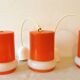 Set de 3 suspensions en opaline orange vintage