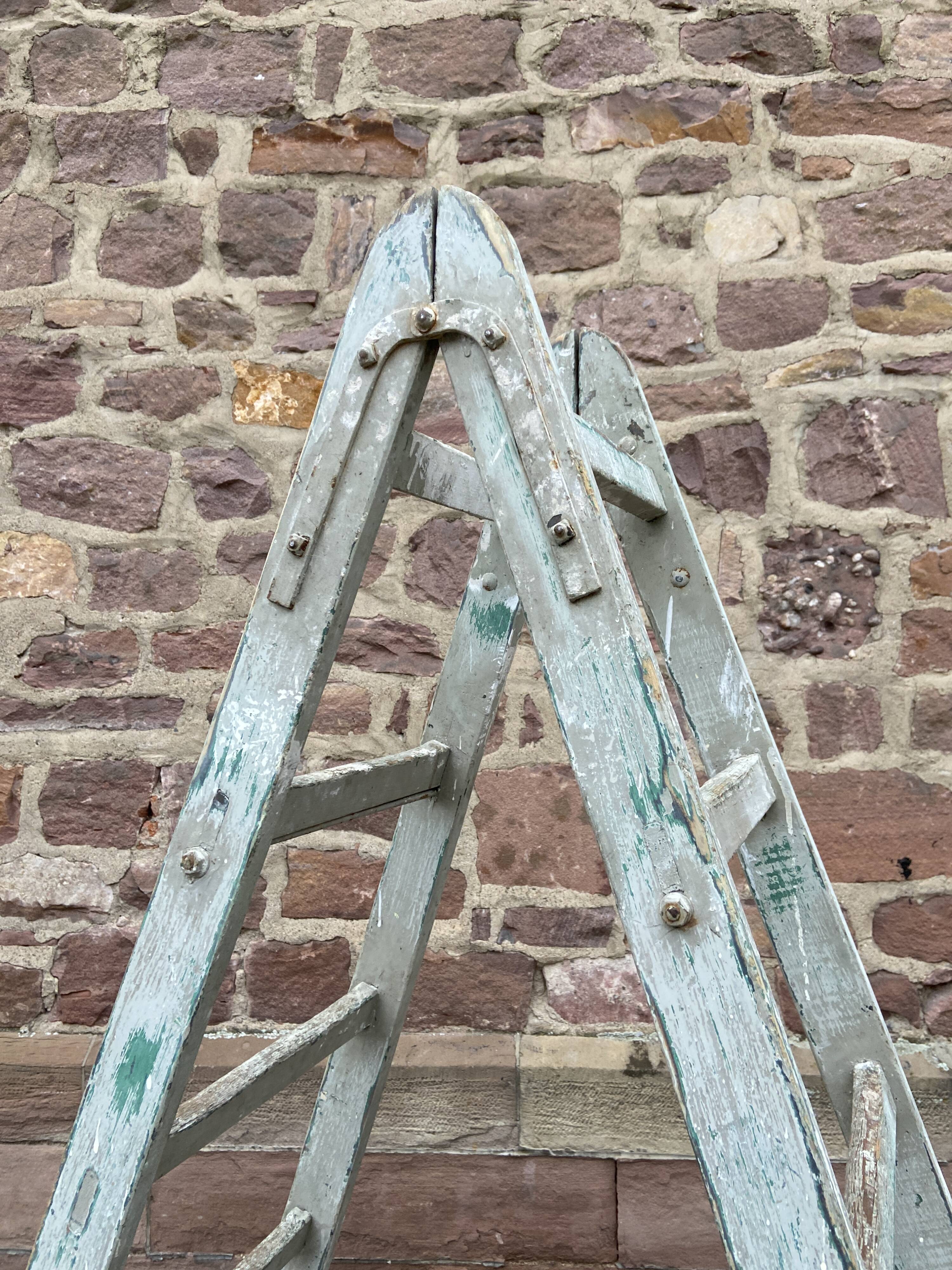 Large vintage ladder painter's stepladder 1950 vintage step ladder