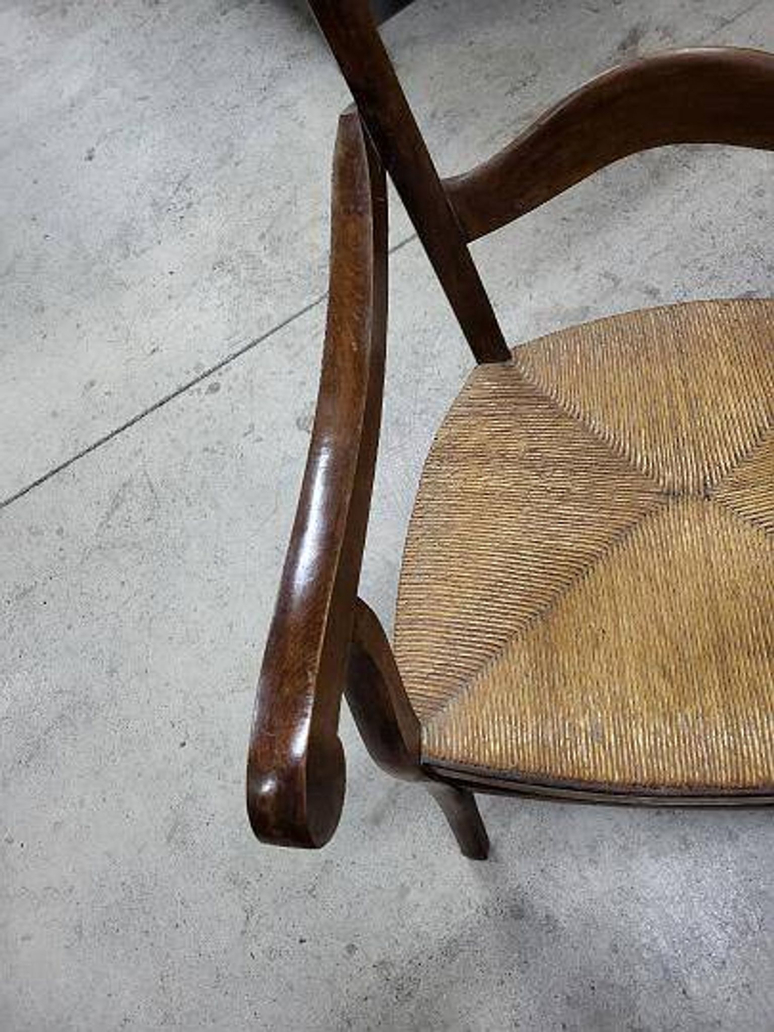 Old 19th century walnut straw armchair n° 2
