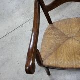 Old 19th century walnut straw armchair n° 2