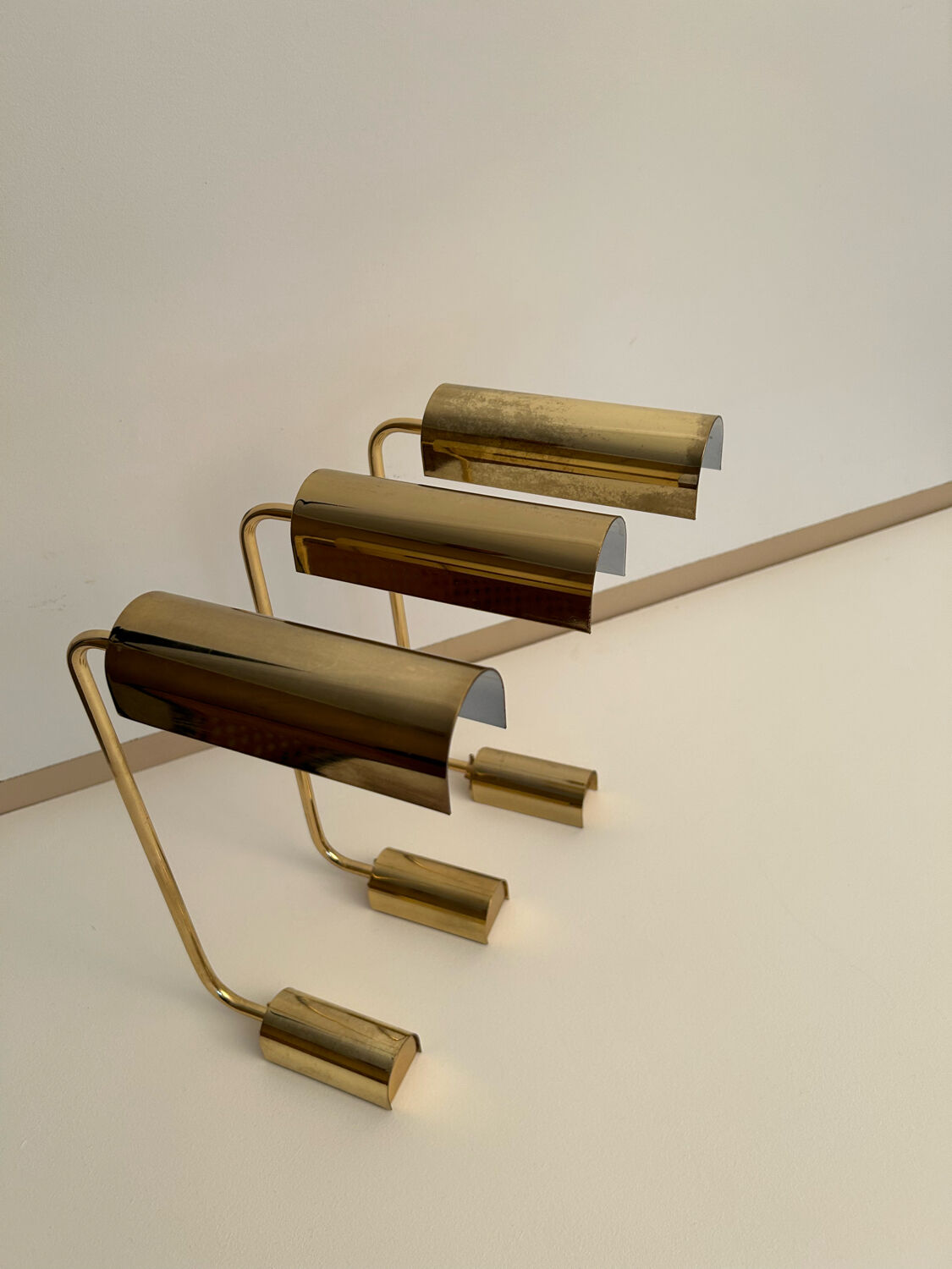 Set de 3 appliques vintage orientable, laiton, France 1970