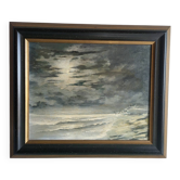 Oil on Panel P. Scherer Moonlit Seascape