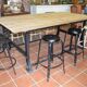 Industrial table cast iron and wooden tray