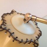 Brass bedside lamp and beige lampshade art deco style