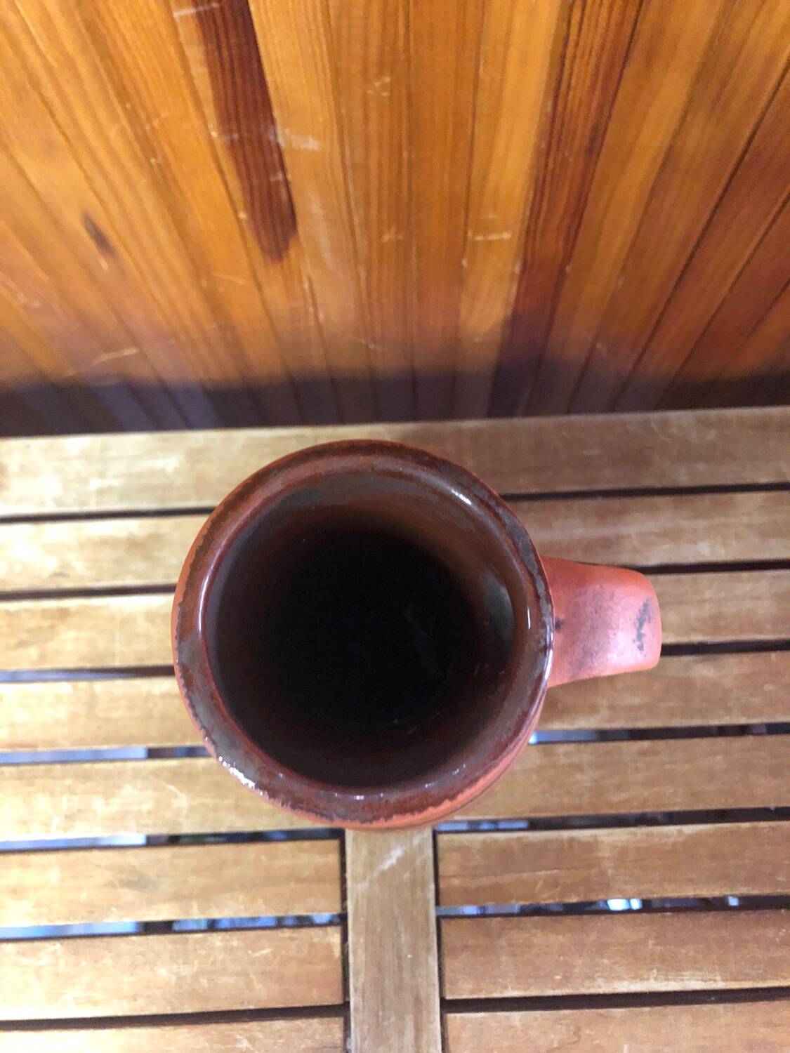 Old brown & orange ceramic pitcher vase w. germany vintage #a470