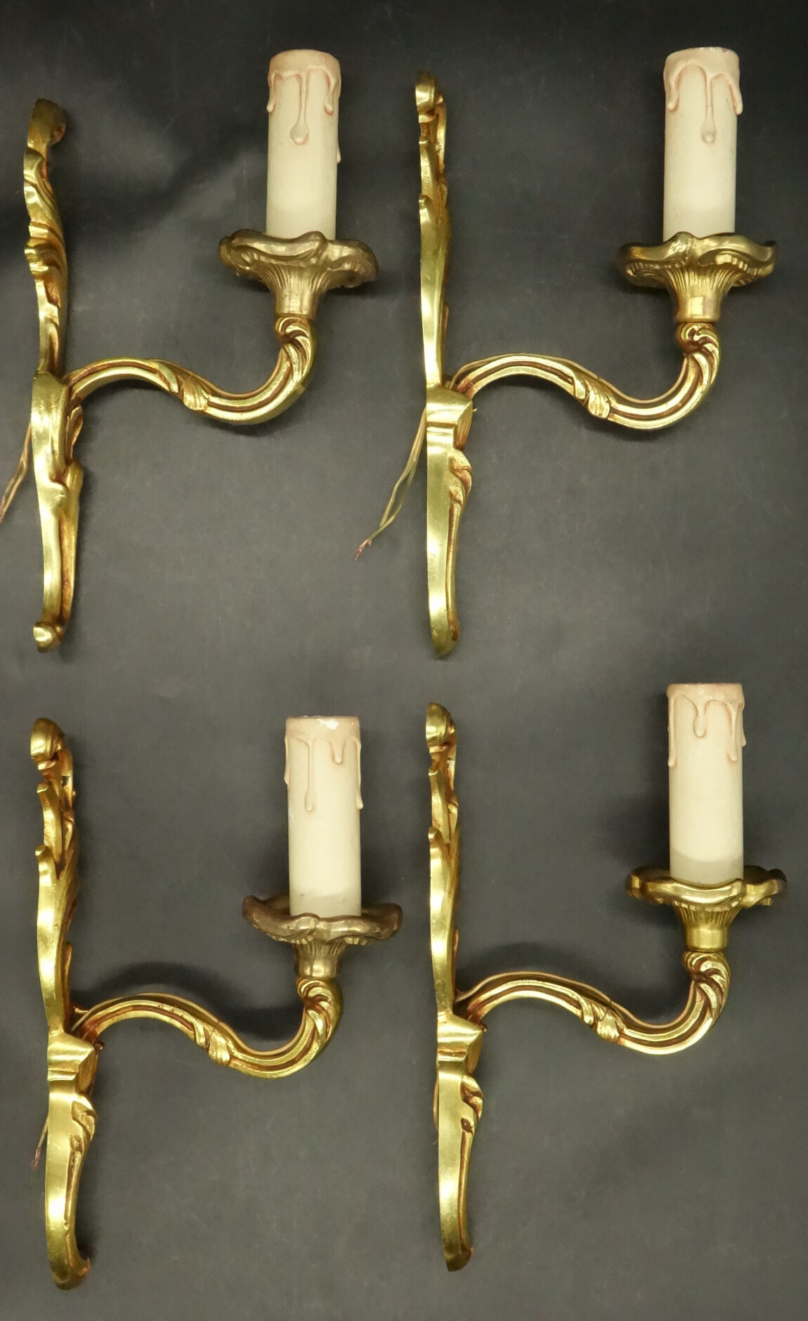 Series of 4 louis XV style wall lamps - Lucien Gau, Paris