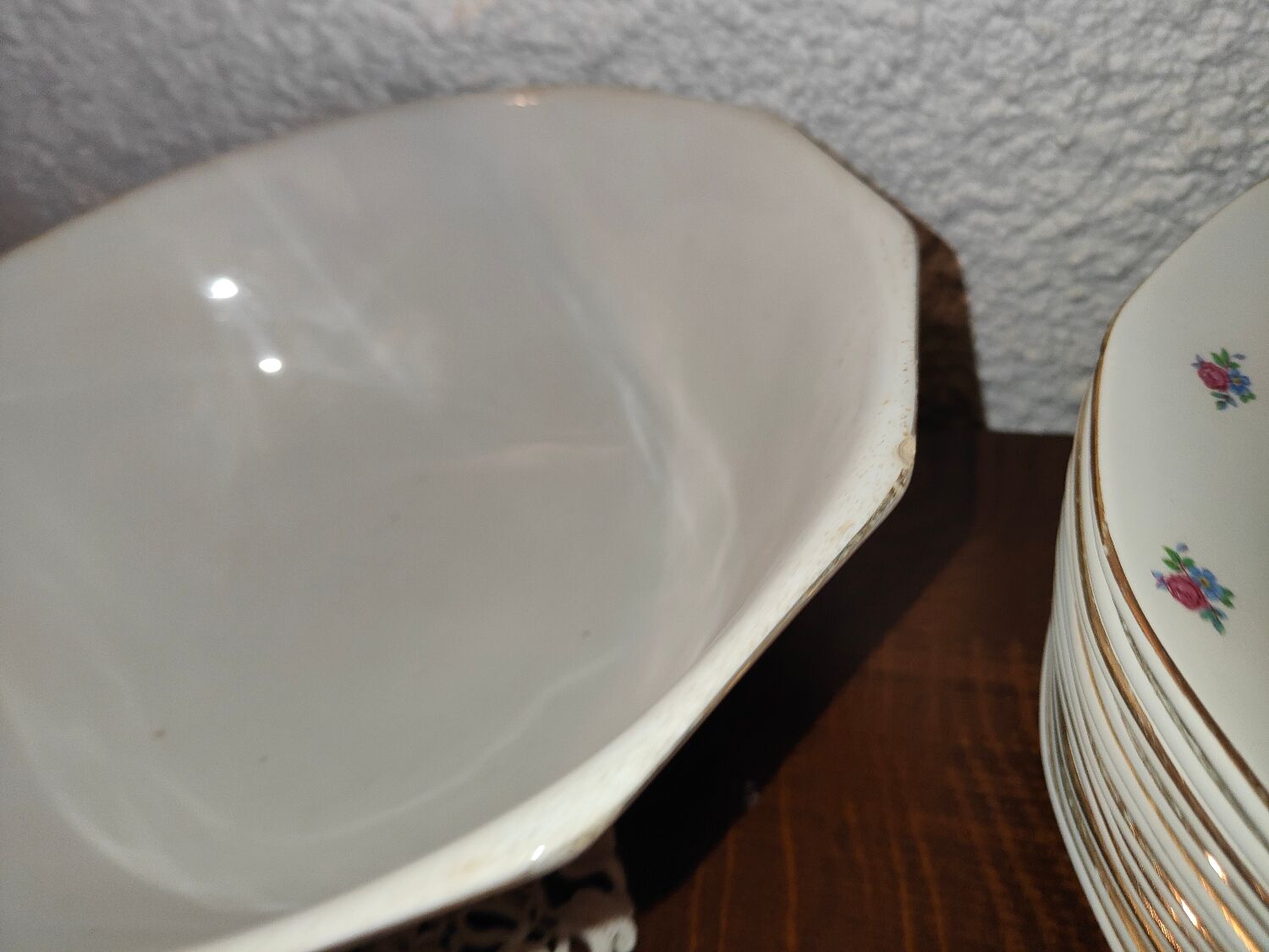 Old service 28 pieces porcelain KG Keller and Guérin Lunéville France decorated with flowers Rosita XIXth Century