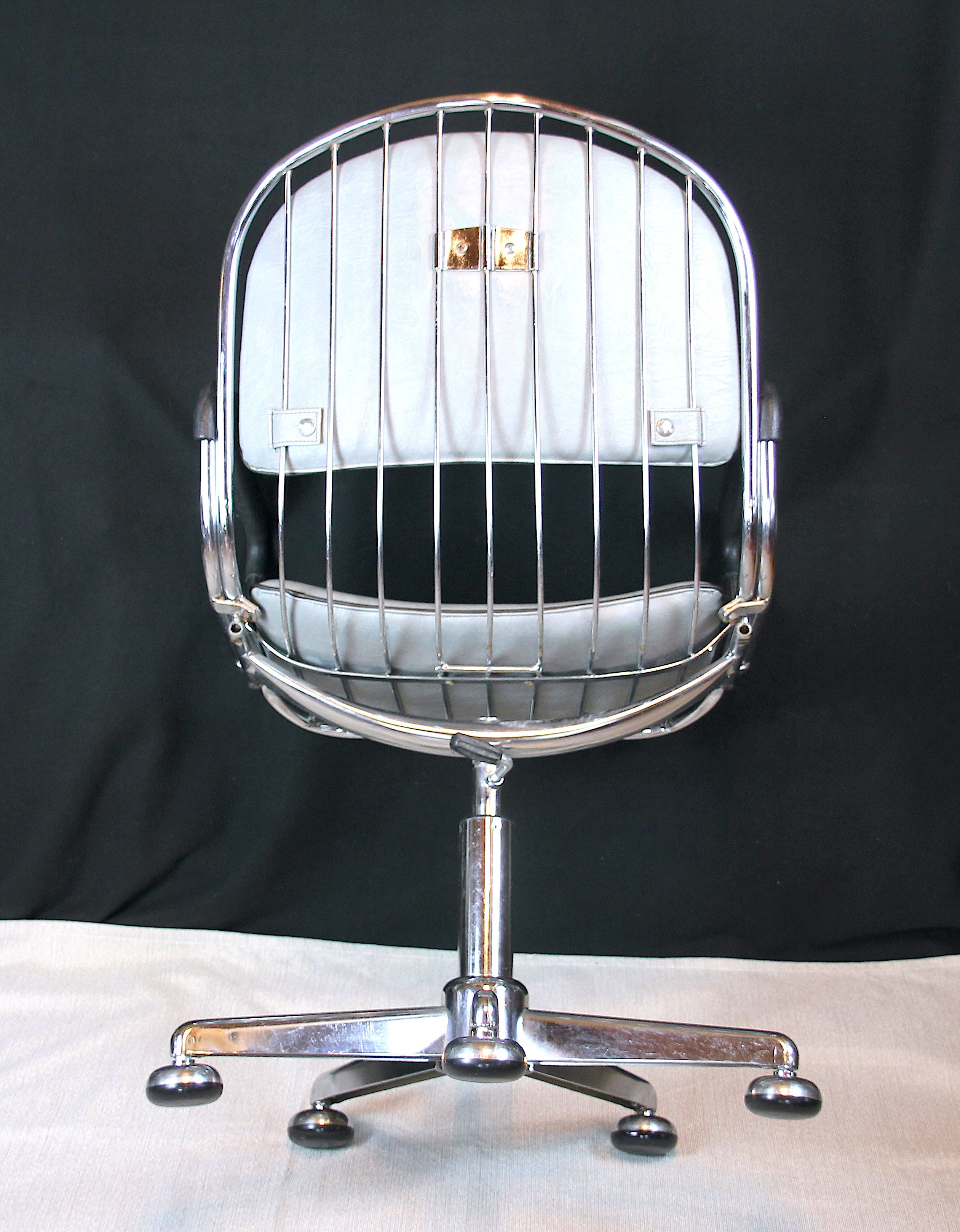 1980s Vintage Molteni and Consonni Metal & Leather Chairs - a Pair