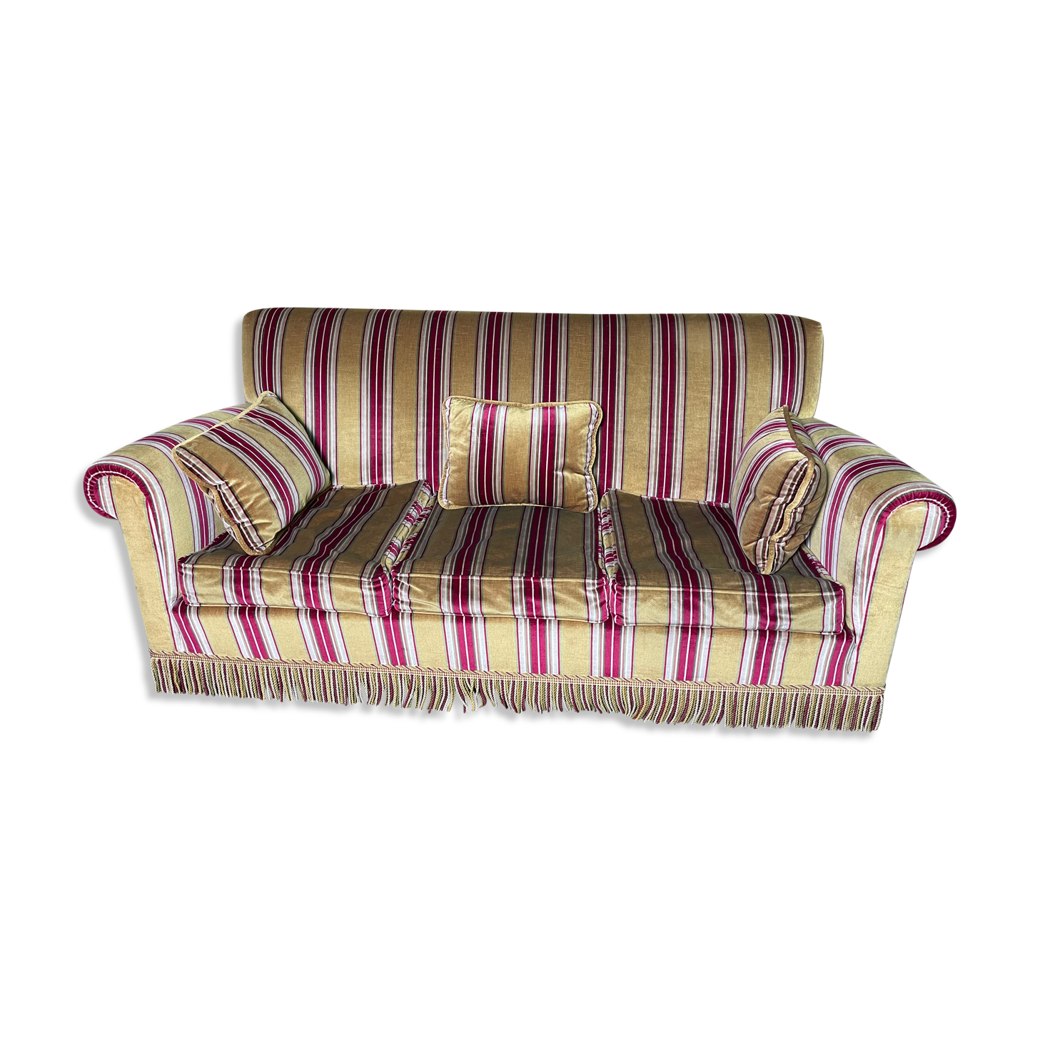 Canapé vintage 1970 velours rayé