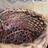 Large vintage Japanese old handmade wicker basket Ajiro weaving