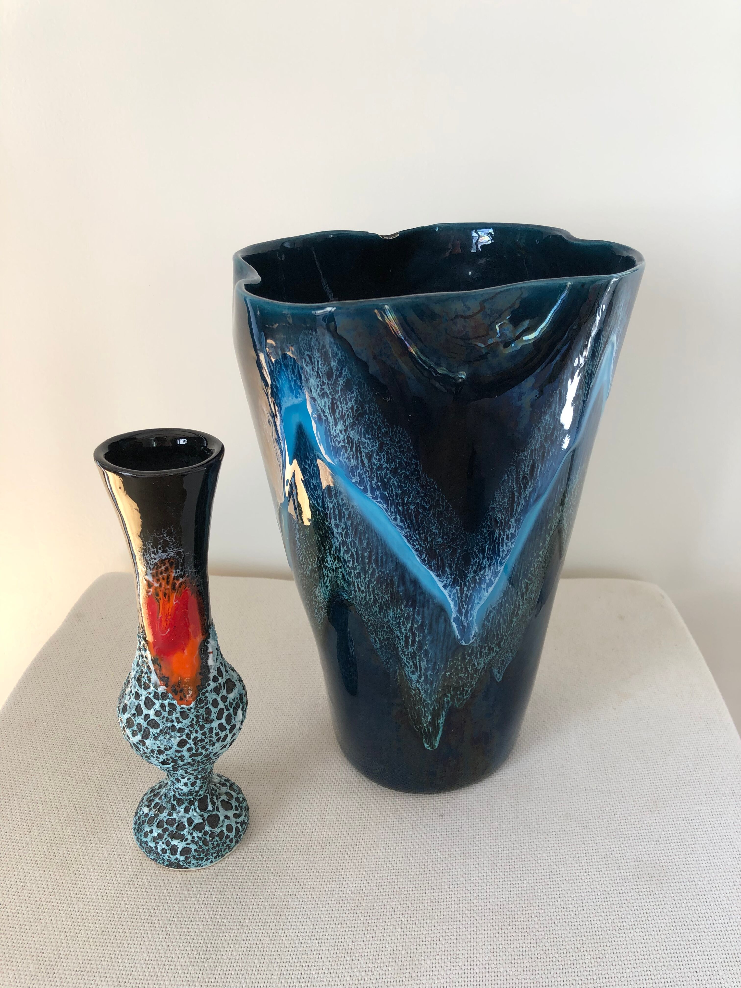 Vase Soliflore fat lava ceramic sea foam