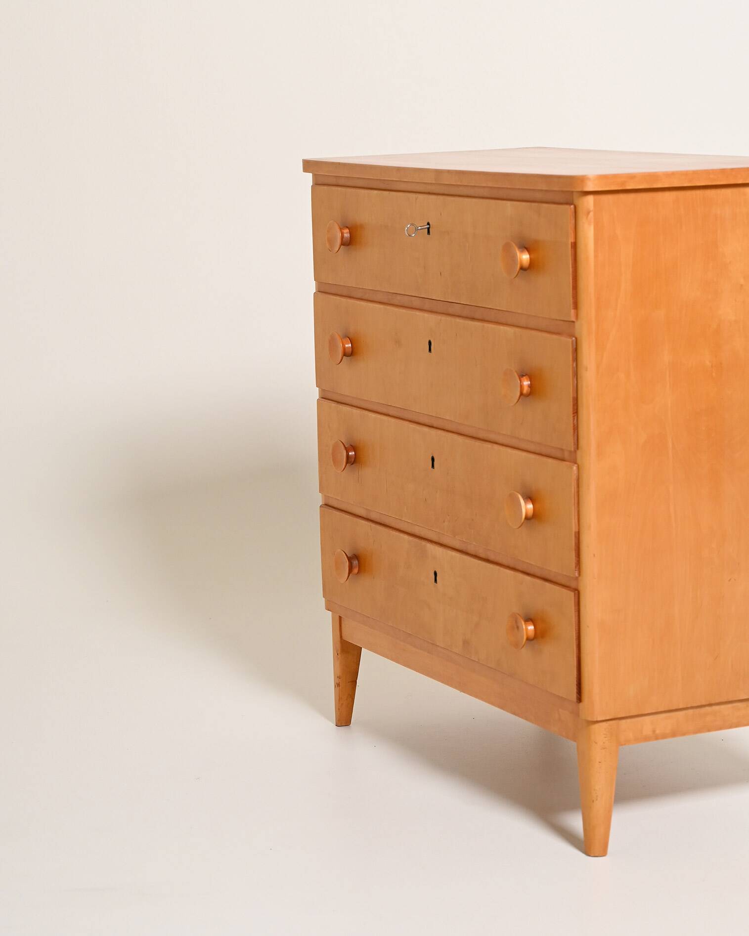 Commode en bouleau scandinave, années 1950