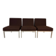 3 vintage armchairs – brown fabric & chrome base