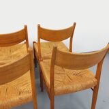 Set of 6 vintage teak Danish rope chairs Gessef Consorzio Sedie Friuli