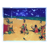 Signed lithograph. the beach with a blue sky. philippe cara costea