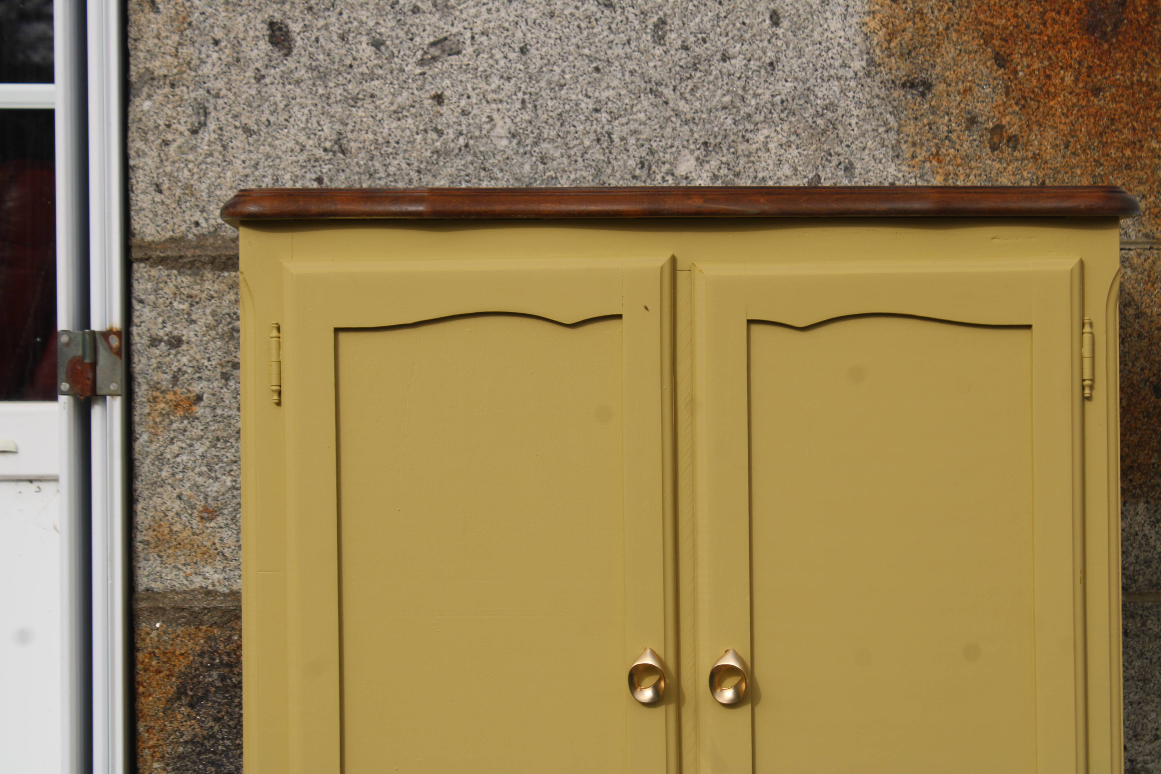 Renovated antique buffet – bright yellow