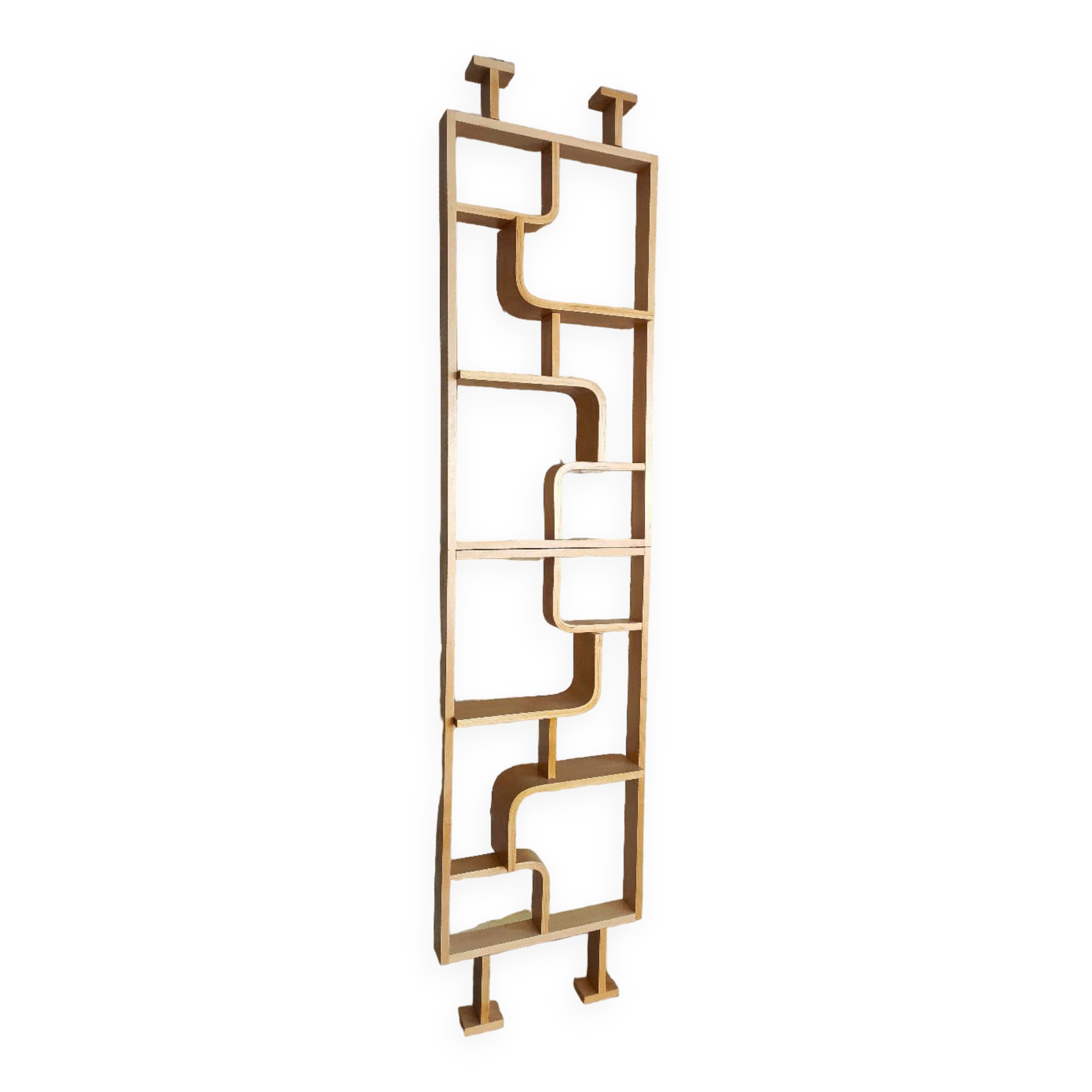 Bent plywood wall, bookcase, flowerbed, Volak by Holesov, 1960s Czechoslovakia