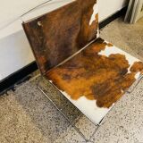 Chromed Fil armchair with fur seat by Pascal Mourgue for Ligne Roset, 1990s