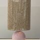 Pink Ceramic Ball Lamp - Hemp Shade - Vintage - 1980s