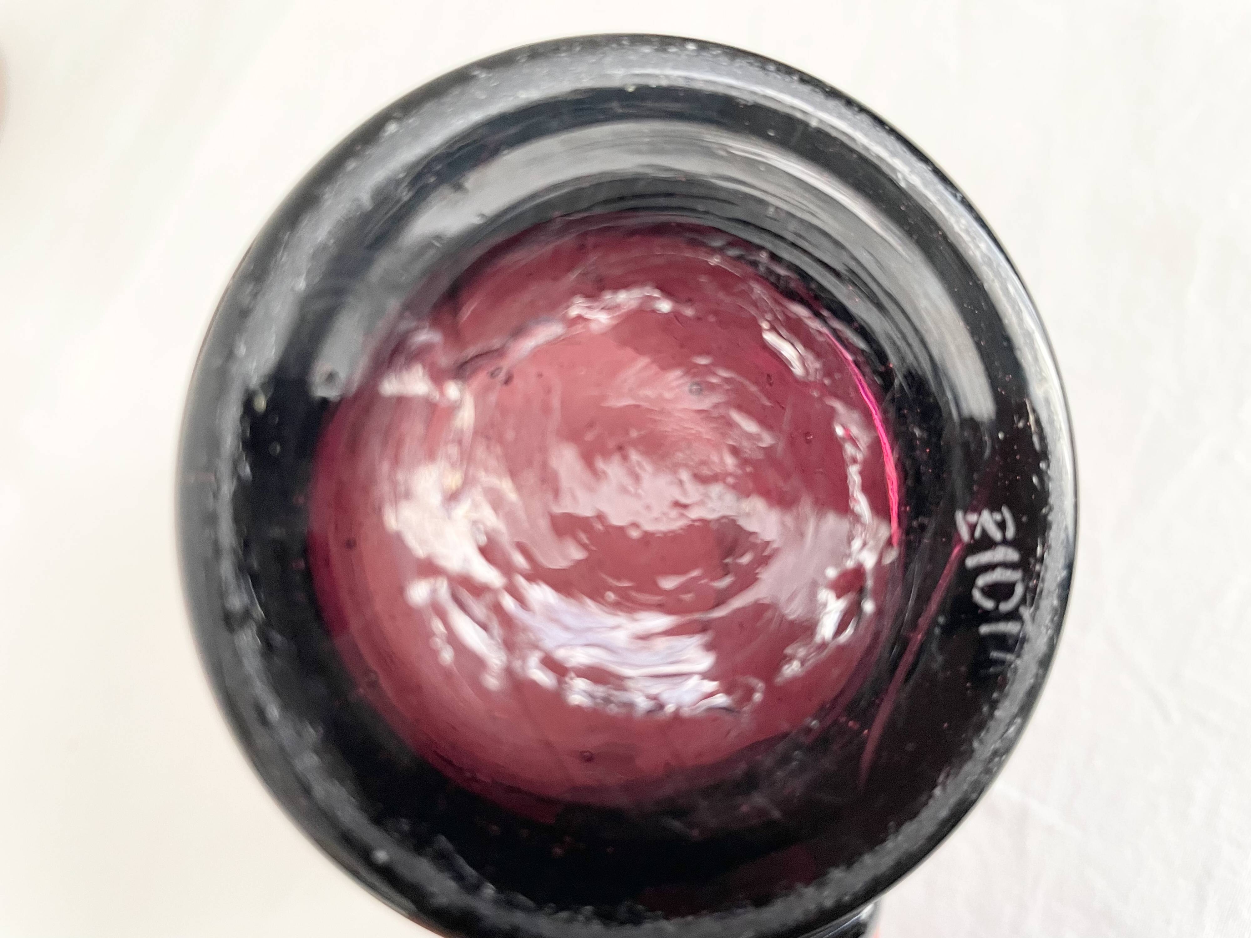 Purple biot blown glass mugs