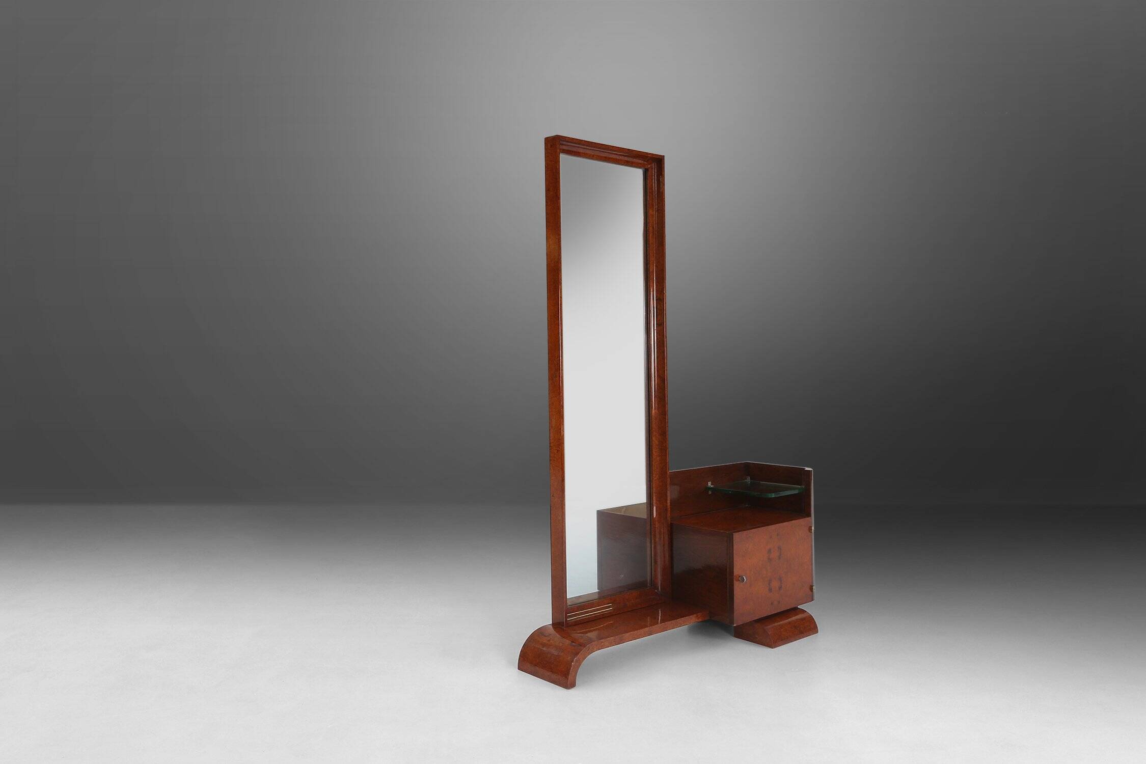 Art Deco Dressing Mirror by De Coene in Walnut Veneer, Belgium 1930s