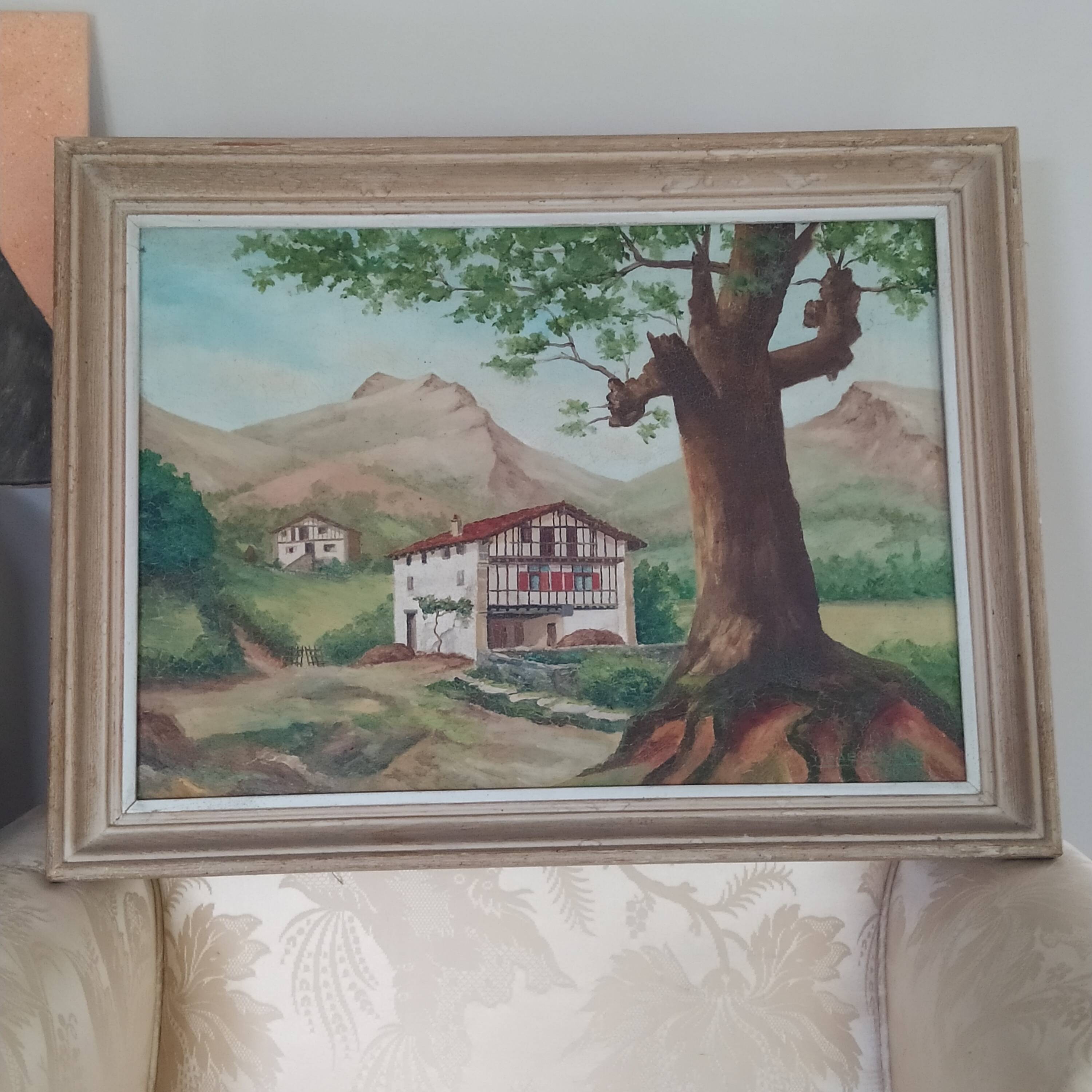 oil on canvas Basque landscape signed Yves Babonnaud 20th century