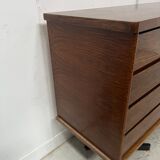 Scandinavian enfilade in veneered wood with iron legs, 20th century.