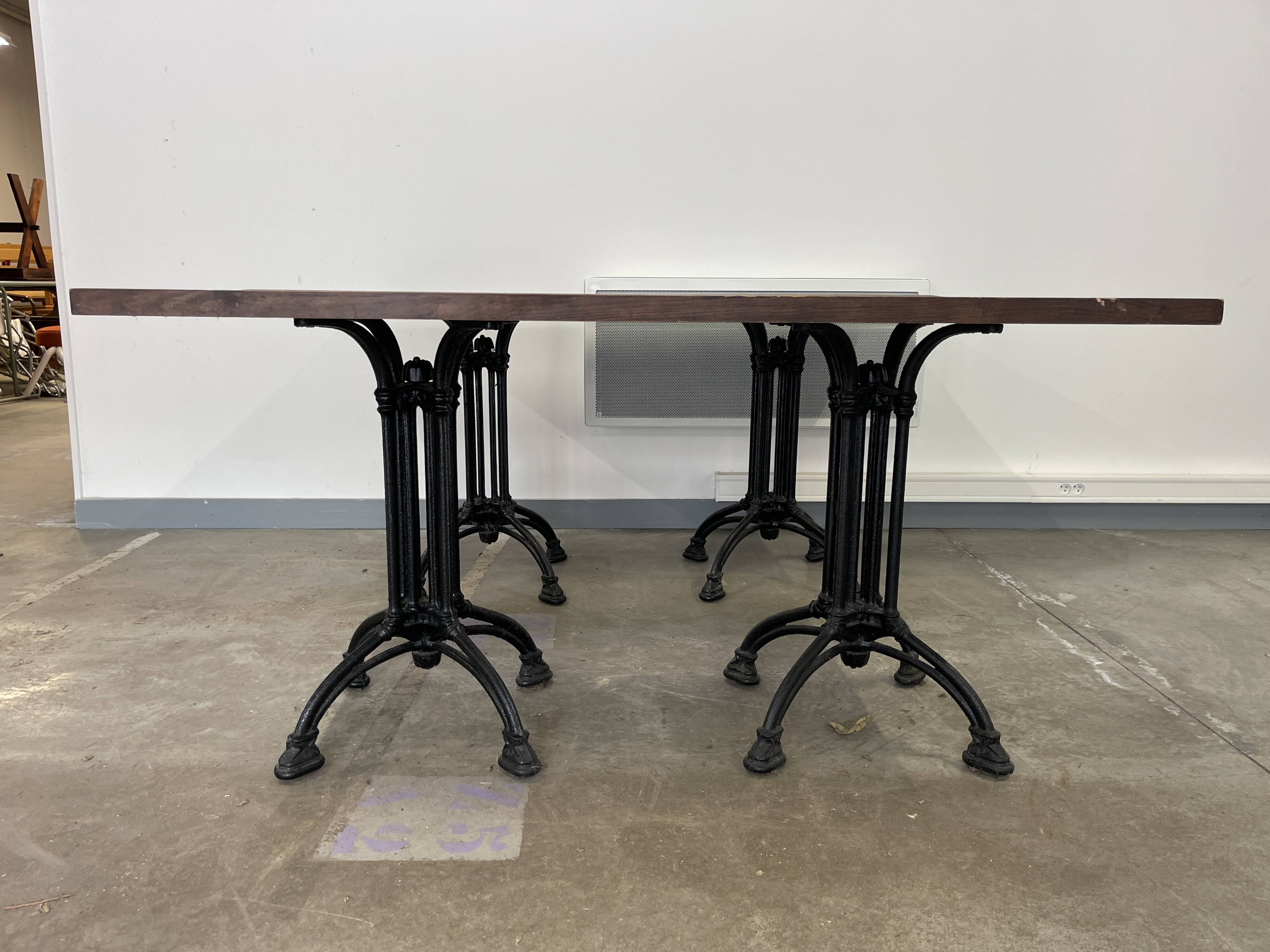 Pair of 4-seater rectangular bistro tables with black steel base