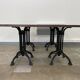 Pair of 4-seater rectangular bistro tables with black steel base