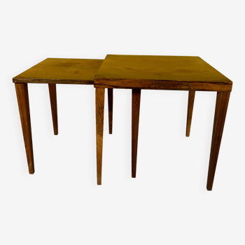 Danish mid - century rosewood nest of 2 tables, 1960s