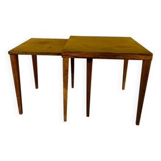 Danish mid - century rosewood nest of 2 tables, 1960s